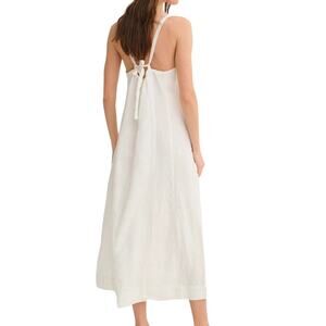 MATE the Label Tie-Back Linen Maxi Dress 🤍 Salt | Size XS | NWT | $198 Retail